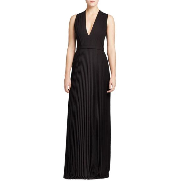Hugo Boss Womens Deplisa Chiffon Maxi Dress 0 Black - NWT $1395 - Picture 1 of 5